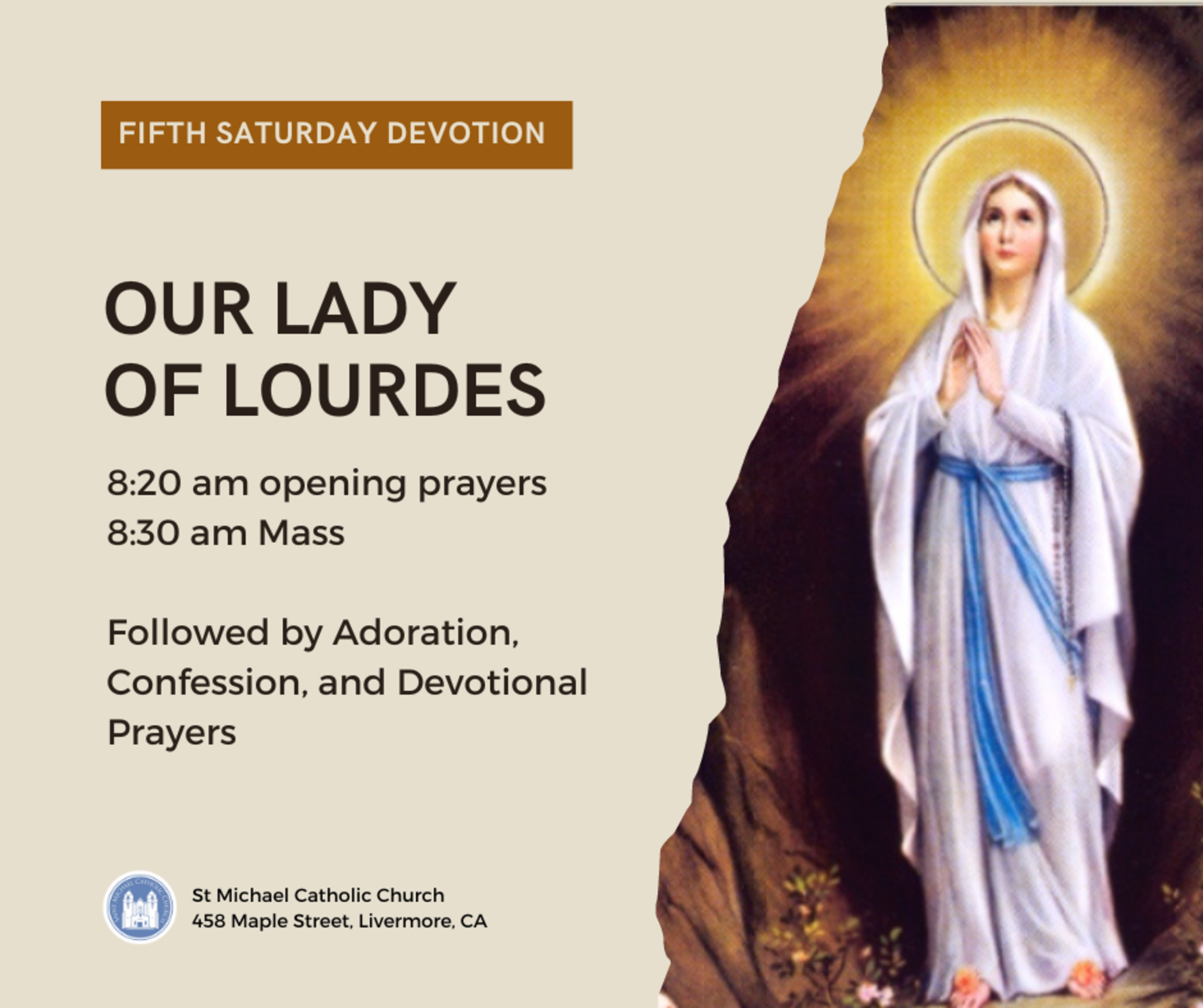Fifth Saturday   Our Lady Of Lourdes