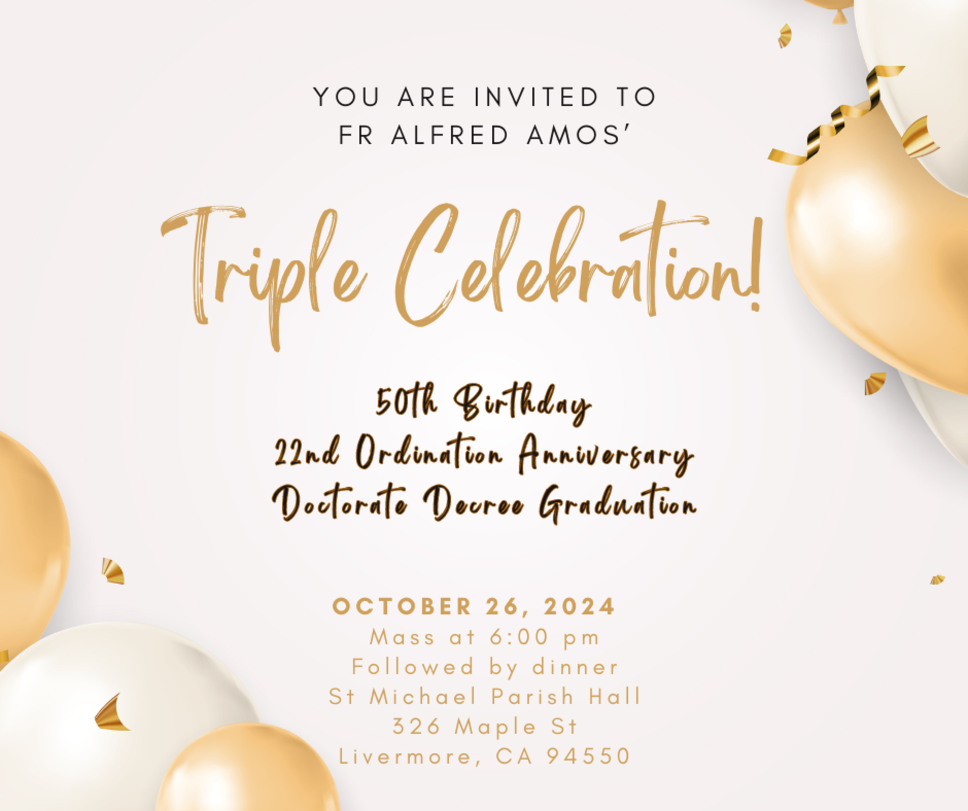 Fr Alfreds Triple Celebration Invitation