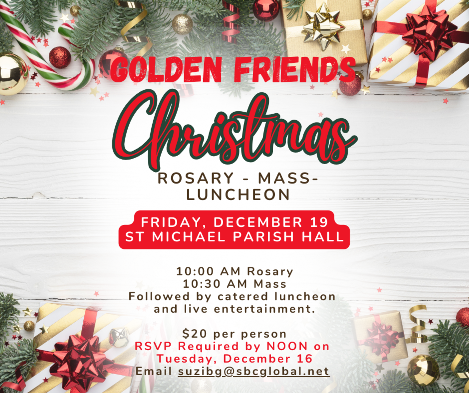 Golden Friends Christmas Lunch 2025