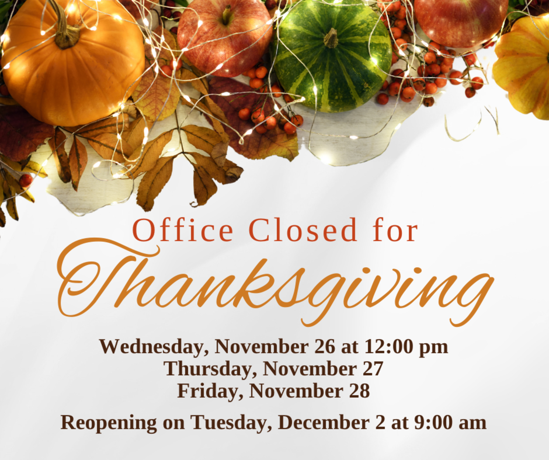 Office Closed For Thanksgiving 2025 3