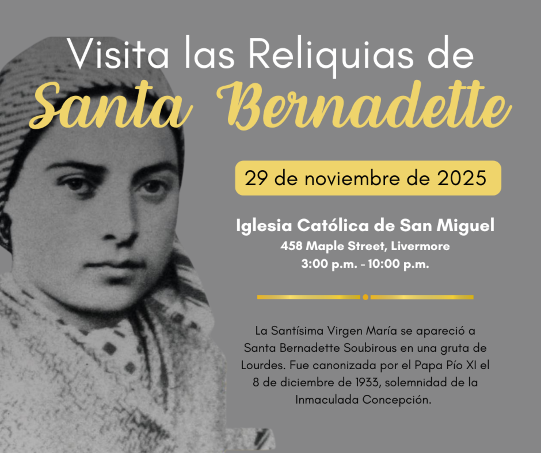 Reliquias De Santa Bernadette Spanish