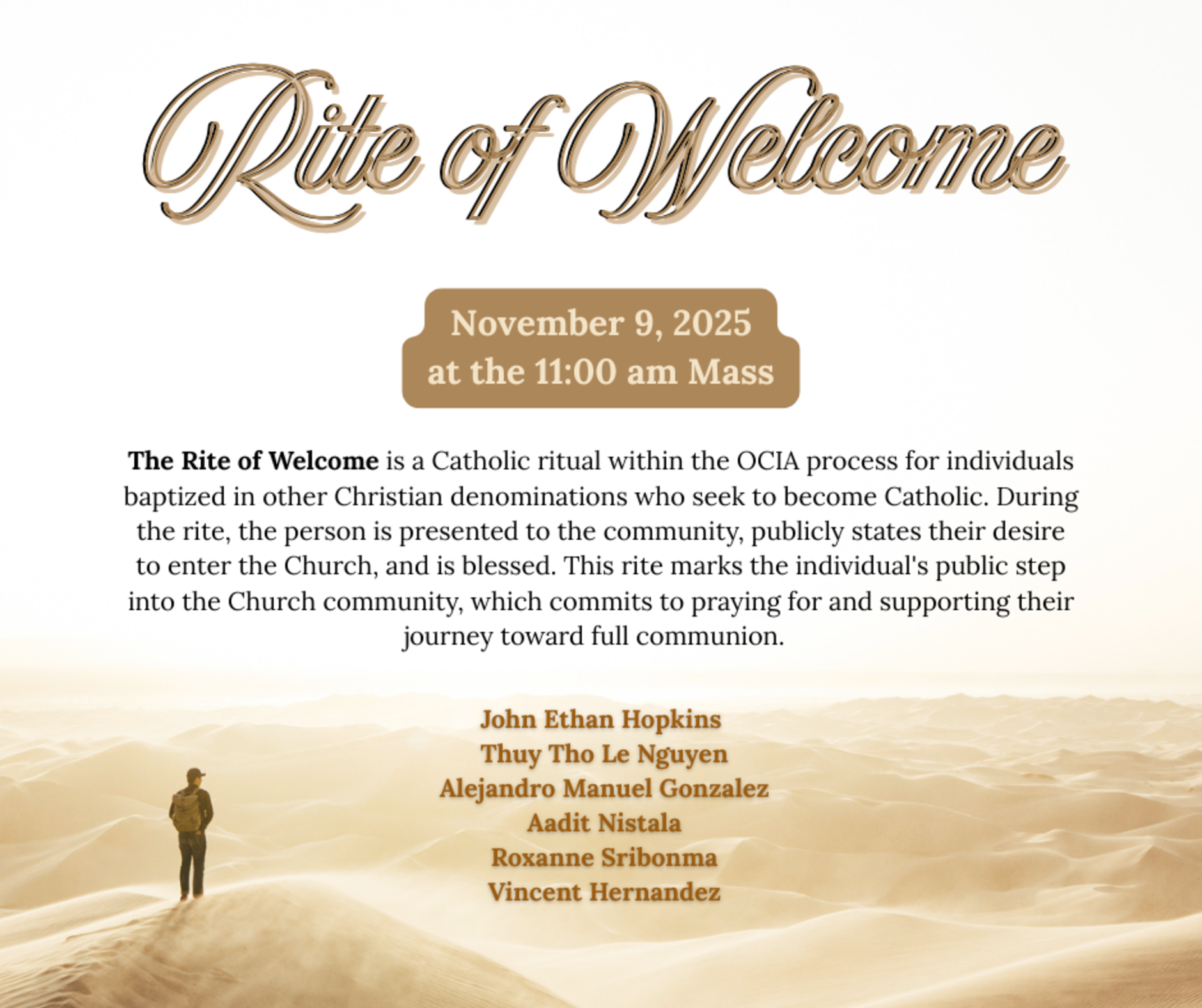 Rite Of Welcome   November 9 2025