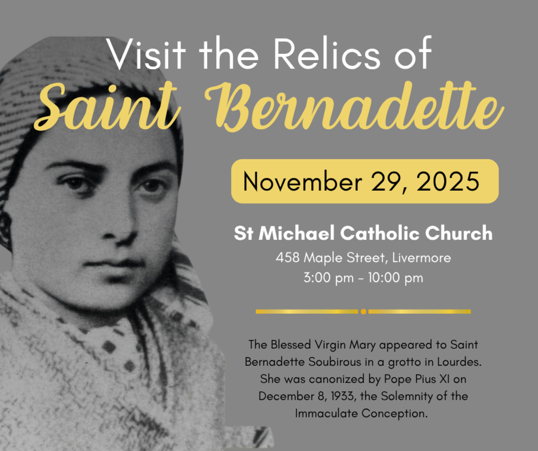 Visit The Relics Of St Bernadette