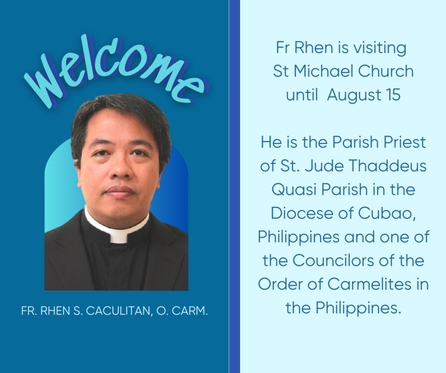Welcome Fr Rhen