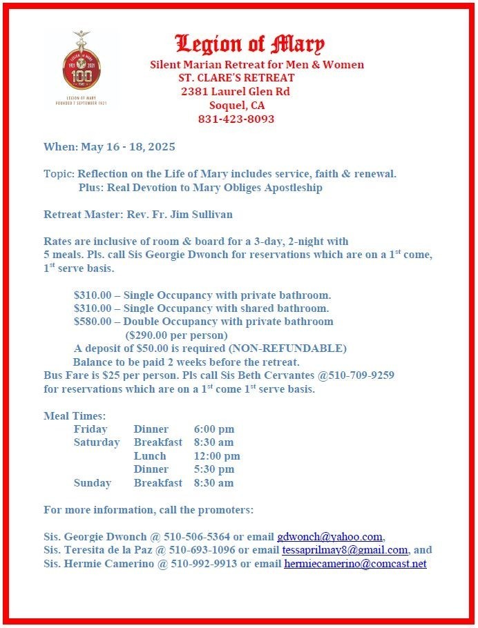 2025 Legion Of Mary Retreat   Flyer Final