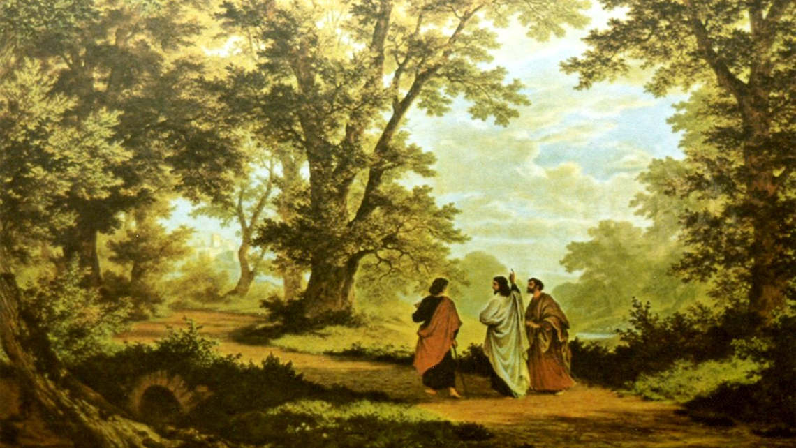 christ and disciples on the road to emmaus